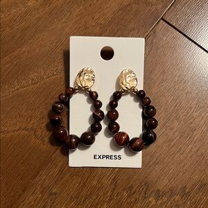 New Express Gold and Brown Beaded Earrings
